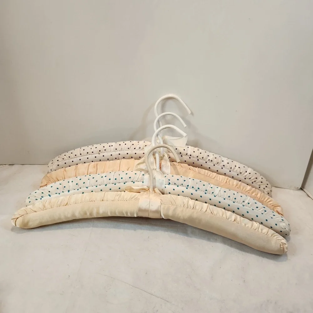 Fabric Padded Clothes Hangers Satin‎ Soft Multicolor Material 4 Count 15